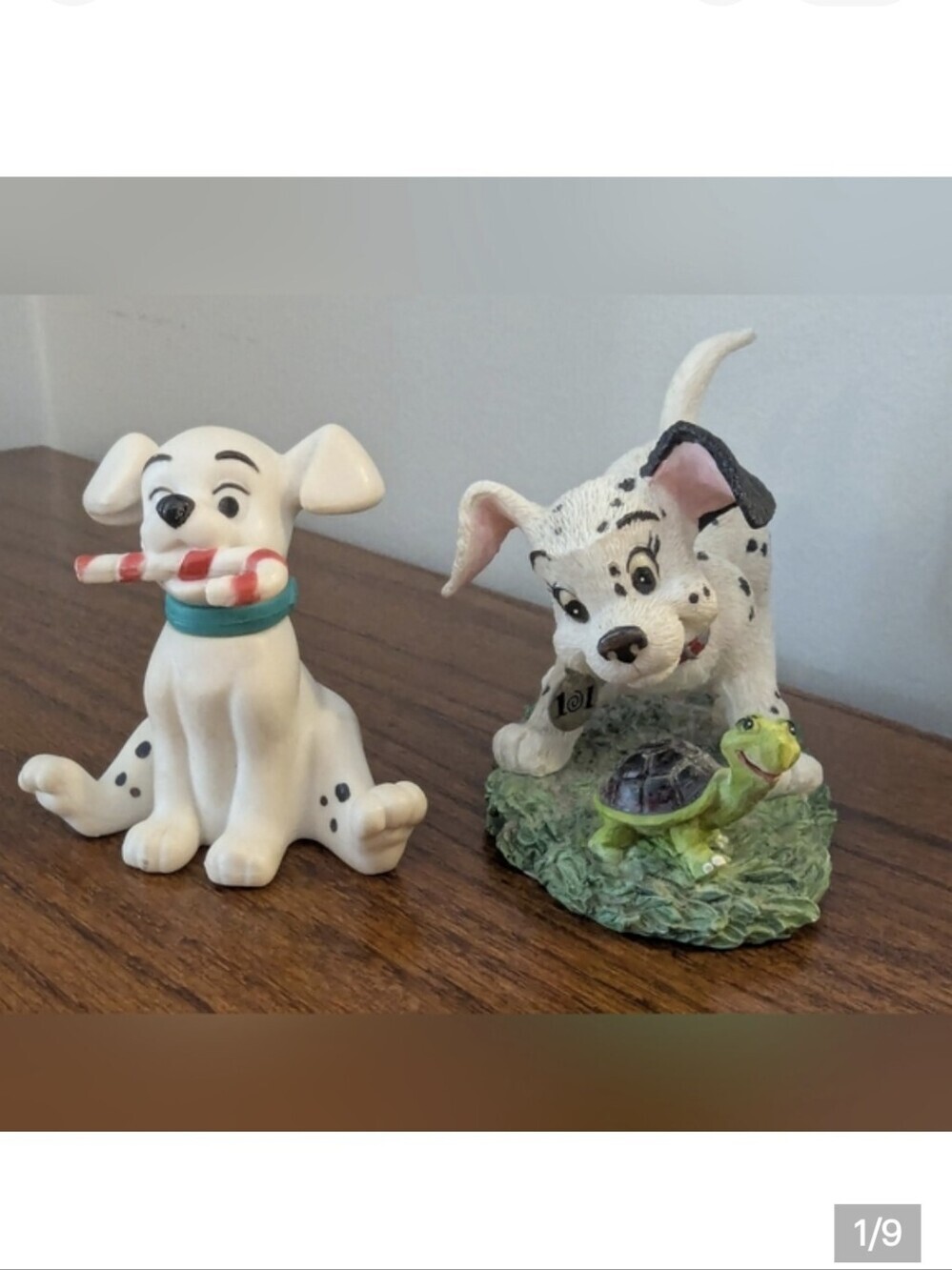 Disney 101 DALMATIANS figures Makin' Tracks puppy with turtle & Puppy candy cane